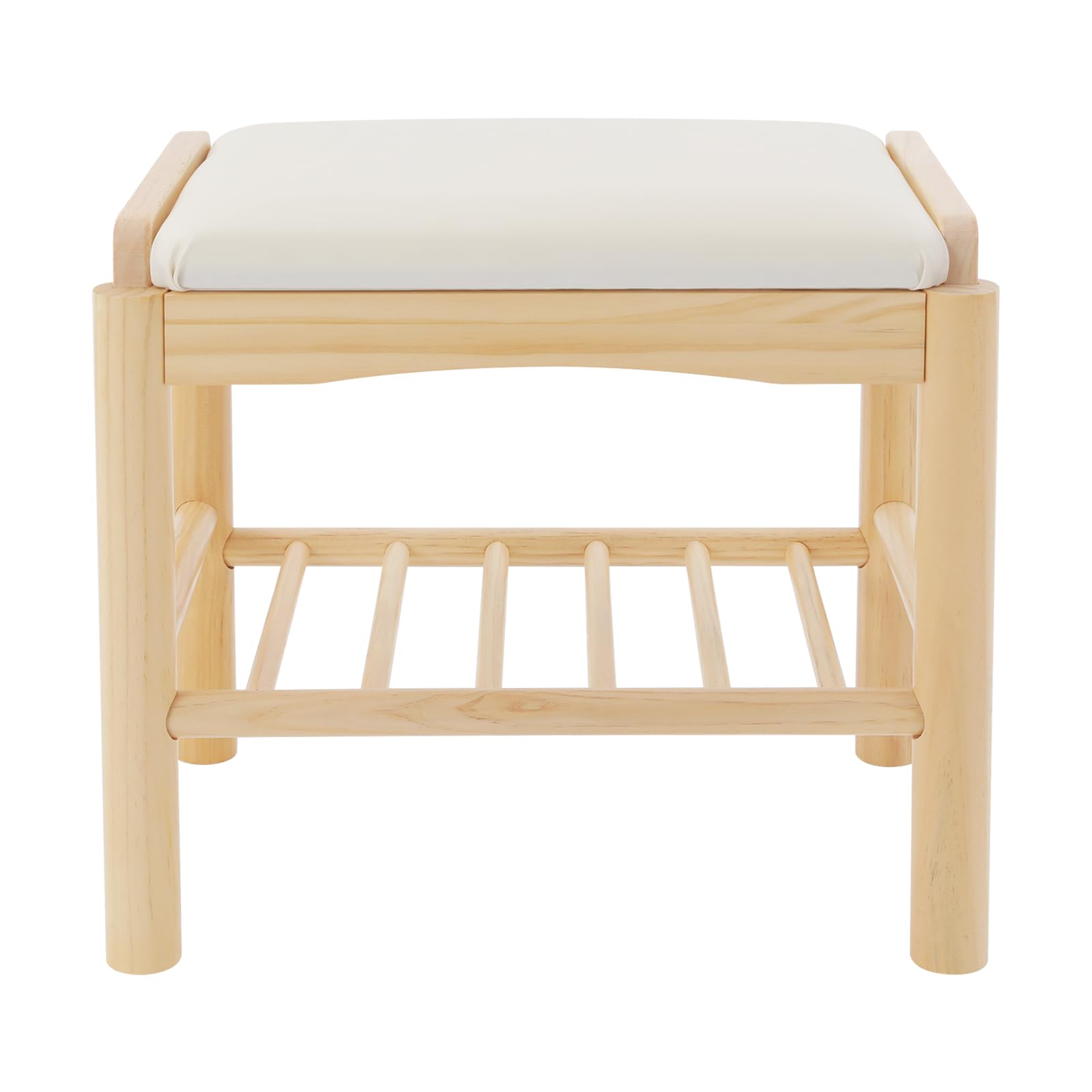 Panca per scarpe in legno con cuscino di seduta, scarpiera per ingresso, corridoio, soggiorno, 45 x 30 x 40 cm, colore legno