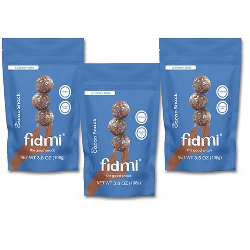 Fidmi Bolas de proteínas  Bola energética para refrigerios  Ingredientes naturales  Apto para dieta cetogénica (aperitivo de cacao)  Paquete de 3