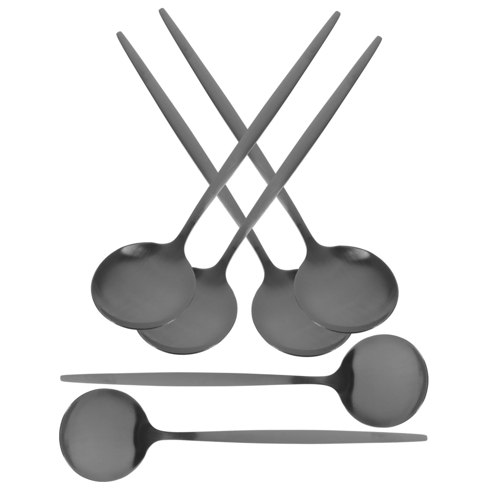 6Pcs Stainless Steel Dinner Spoons Round Soup Dessert Serving Spoons for Home Kitchen Dishwasher Safe Comfortable Grip Silverware