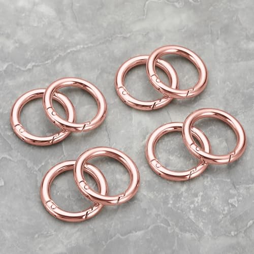 Image of Gkeygo Key Ring Clip, 1 Inch Keychain Rings, 8 Pack Round Carabiner Clip for Keys, Buckle, Bags, Purses - Key Chain Hooks Replacement Keychains Lanyard DIY Crafts, Rose Gold