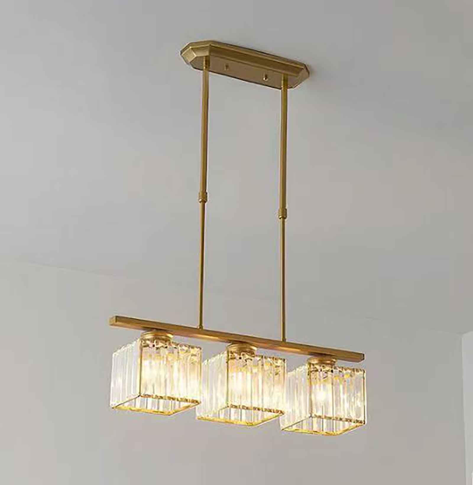 HJCKJSMEOU Modern Crystal Chandelier Pendant Light, Black and Gold Ceiling Light for Kitchen Island, Dining Room, Living E27 Cluster Lighting Fixture,3 Lights,Grey