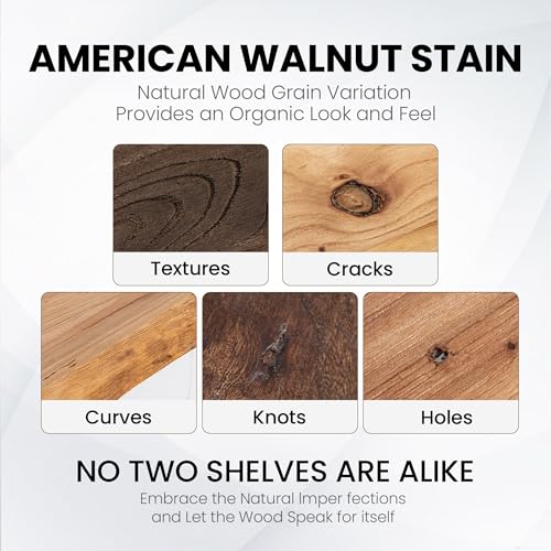 Image of Floating Shelves for Wall, Live Edge 40 inchW x 9.3 inchD x 1.5 inchH Wood Floating Shelf, Set of 2 with Invisible Heavy-Duty Metal Bracket, Deep Floating Shelf for Living Room Kitchen, Natural Finish