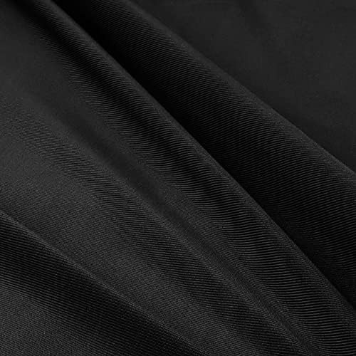 Polyester Spandex Fabric, 85"x60" Solid Color Stretch Fabric, Strong Extension Capability Smooth Texture for Fitted Clothing Design Black