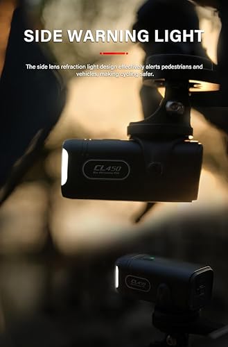 Miniatura 4 de TOWILD CL450 Luces de bicicleta para conducción nocturna, 450 lúmenes, USB-C recargable, aleación de aluminio, IPX6 impermeable