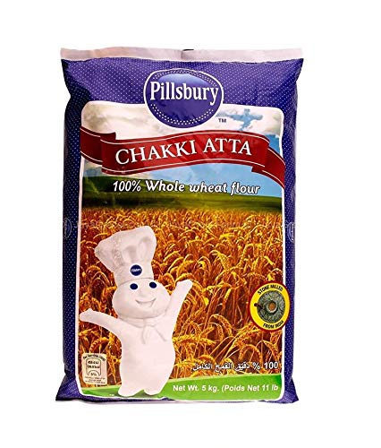 Pillsbury Chakki Atta | 100% Whole Wheat | Full of Fibre | Make Rotis & Chappatis | Traditional Indian Flour | Nutritious | Vegetarian | 5KG Bag