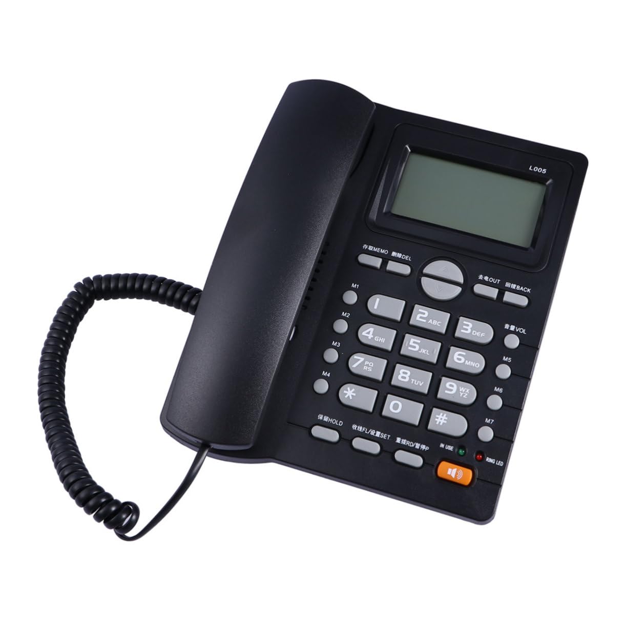 HEMOTON Telefono Fisso da Ufficio Business Nero in Plastica | Display Data e Settimana in Reale, Memoria Musicale Integrata, per Negozio e Ospedali