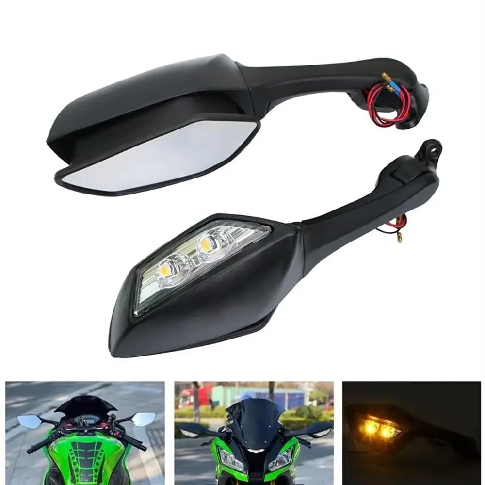 Moto Lusterko końcówkowe kierownicy Motocyklowa k Pasuje Do Ninja ZX 10R 2011-2015 2016-2020 H2 2014-2015 Lusterko Wsteczne Motocykla Z Włączony Kierunkowskaz Lusterka Boczne