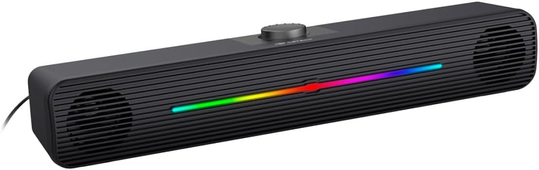 C3Tech SoundBar SB-50BK Preto, Sistema de audio 2.0 USB, conexao de audio p2 3,5mm, Iluminacao Multicores