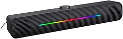 C3Tech SoundBar SB-50BK Preto, Sistema de audio 2.0 USB, conexao de audio p2 3,5mm, Iluminacao Multicores