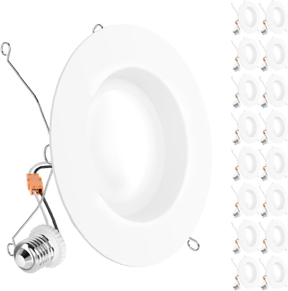 Sunco 16 Pack Retrofit LED Recessed Lighting 6 Inch, 6000K Daylight Deluxe, Dimmable Can Lights, Smooth Trim, 13W=75W, 965 LM, Damp Rated - UL Listed 6000K Sunlight 5/6 inch