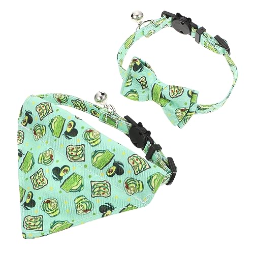 Levemolo 1 セット ペットの首輪 猫のおもちゃ 子猫のアクセサリー 猫の首輪 猫の弓 子猫のネックレス 猫用 携帯用猫よだれかけ 耐摩耗性猫バンダナ 供給 Green ポリエステル