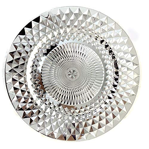 Allgala Charger Plates, 13-Inch 6-Pack Heavy Duty Plastic Diamond Pattern Sparkling Wedding Charger Plates-Silver-HD80402 Allgala Charger Plates, 13-Inch 6-Pack Heavy Duty Plastic Diamond Pattern Sparkling Wedding Charger Plates-Silver-HD80402