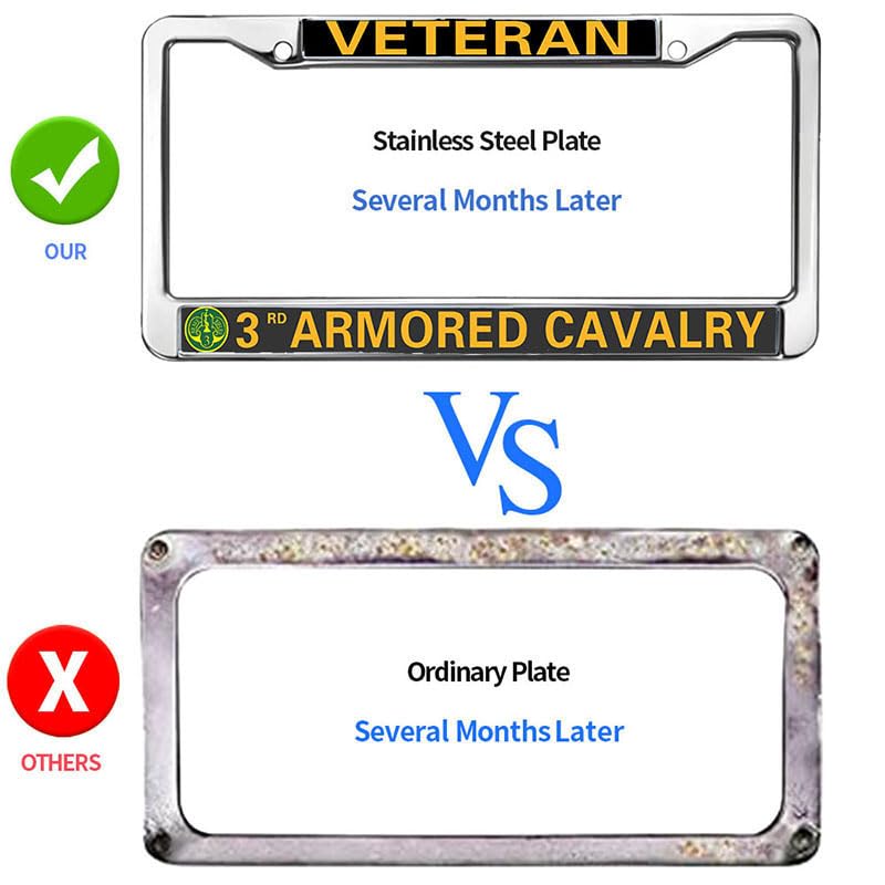 Image of 3rd Armored Cavalry License Plate Frame - Military Military Veteran Car Accessory