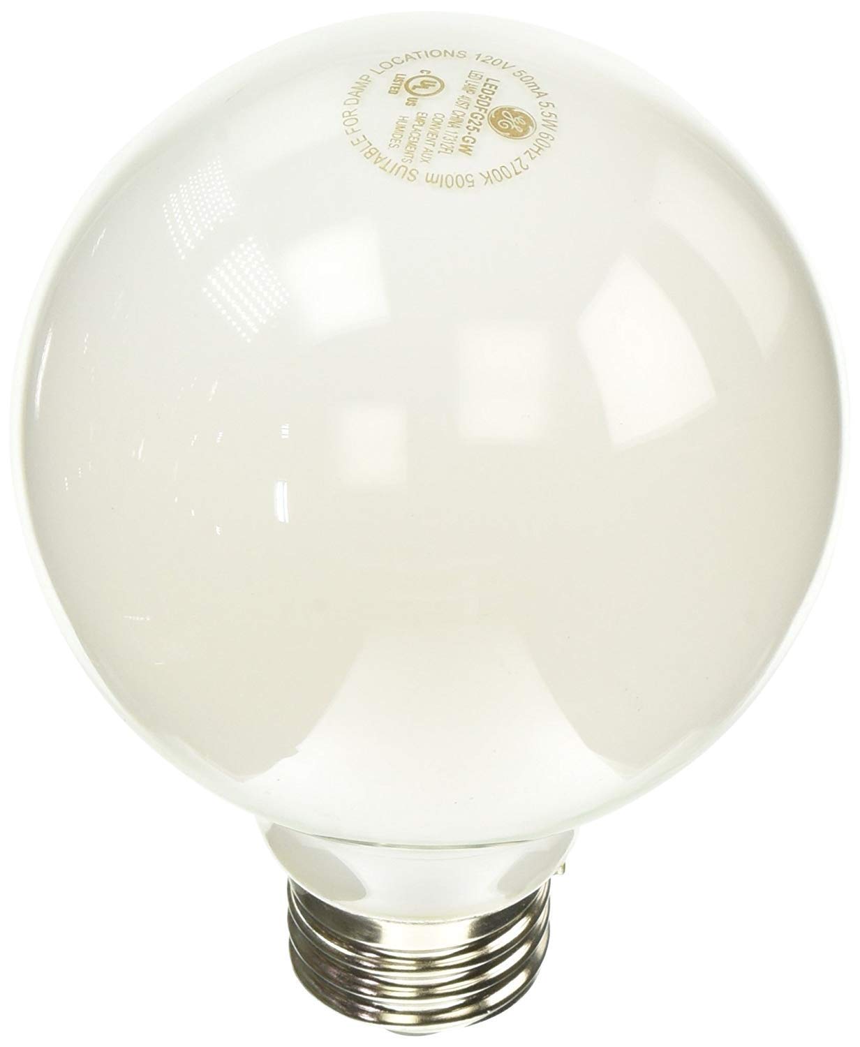 GE LED Light Bulbs, 60 Watt, Soft White, G25 Globe Bulbs, Frosted, Medium Base (2 Pack)