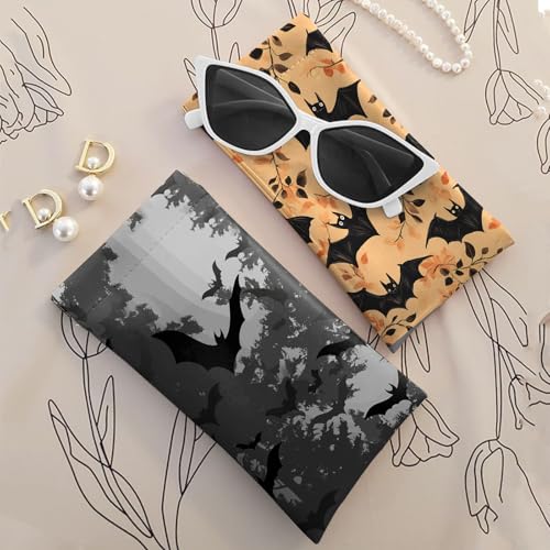 Image of 2 PCS Glasses Case Eyeglass Sunglasses Pouch Squeeze Portable Bag Soft Leather with Cleaning Cloth Women Men Girls