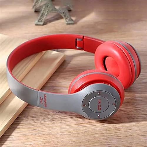 Image of Multi Function Mode Wireless Bluetooth Headphones with Mic, Ultra HD Sound, Wired & Wireless Gaming Headset, On-Ear Foldable Headphones with Deep Bass, Noise Isolation & Long Battery Life, Red
