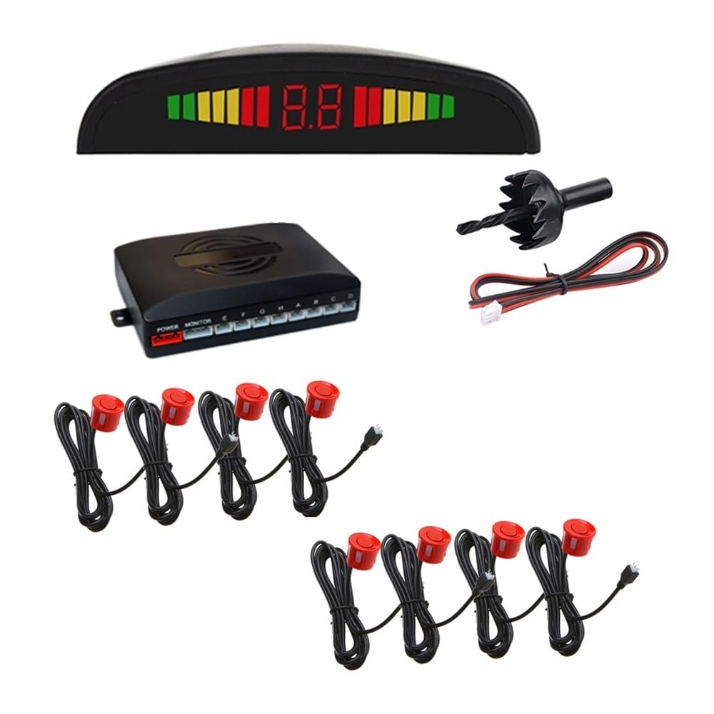 Kit sensori parcheggio Radar di parcheggio universale Parktronic con | Radar di parcheggio universale Parktronic con 8 sensori, monitor di visualizzazione, rilevamento, retroilluminazione