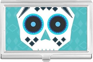 Blue Eyes Skull Mexico National Culture Illustration Business Card Holder Case Pocket Box Wallet