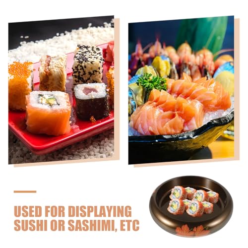 Plato redondo para sushi pequeño con diseño hoja de arce miniatura 3