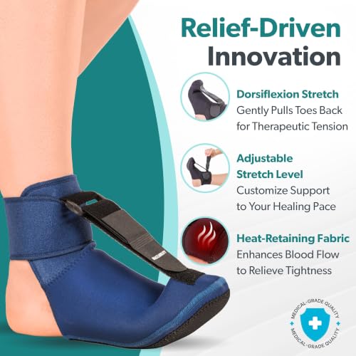 Image of BraceAbility Plantar Fasciitis Night Splint Sock - Plantar Fascia Boot for Sleeping, Achilles Tendonitis Relief, Foot Drop, Heel Pain - Planter Facetious Brace for Women and Men - Gray (S)