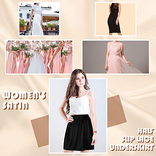 3 Pieces Women's Half Slips 3 Kinds Of Length 19, 27, 35 Inch Satin Underskirt Anti Static Lace Long Underskirt Underskirt (Black, Small) #TOP4