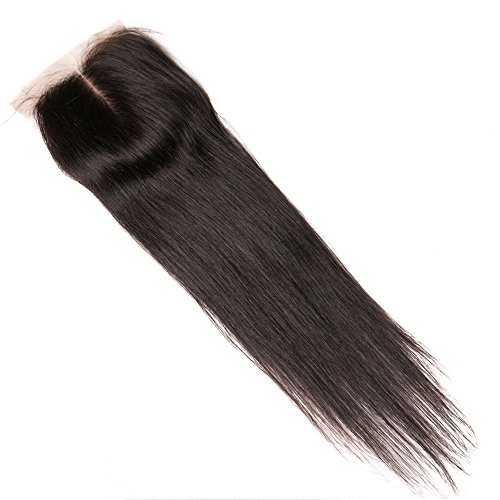 Lanyi Hair Middle Part Human Hair Lace Closure Brazilian Hair Straight 130% Density Natural Black Color 12"