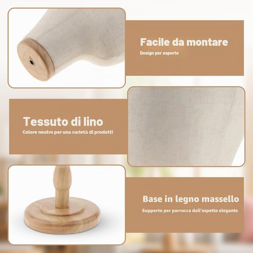 Zinueen Testa di manichino stabile 21", supporto per cappelli e cappelli, manichino in polistirolo, testa decorativa per presentazione