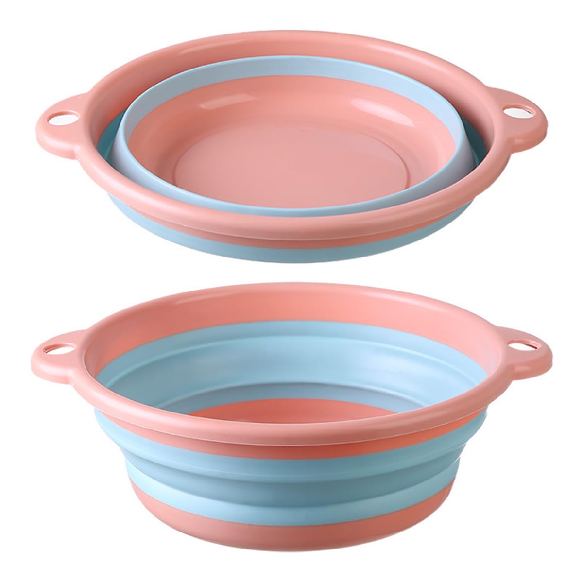 Leeonz Folding Washbasin, Tub, Foldable, Hot Water Basin, Compact Storage, Space-Saving, Safe Material, Multi-Purpose, Camping, Outdoors, Travel, Bath, Washing, Dishwashing (Small, Pink+Blue)-image-20