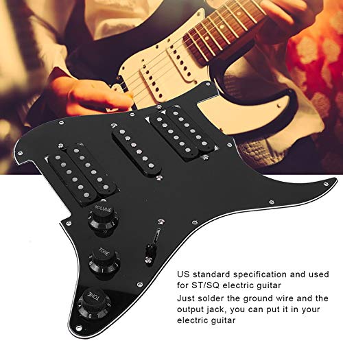 Pickguard de guitare électrique chargé Pickguard pré-câblé avec micro HSH pour guitares électriques ST/SQ(noir) - Les Beatles, Paul McCartney, John Lennon, RIngo Starr, George Harrison Pickguard de guitare électrique chargé Pickguard pré-câblé avec micro HSH pour guitares électriques ST/SQ(noir) – Image 4