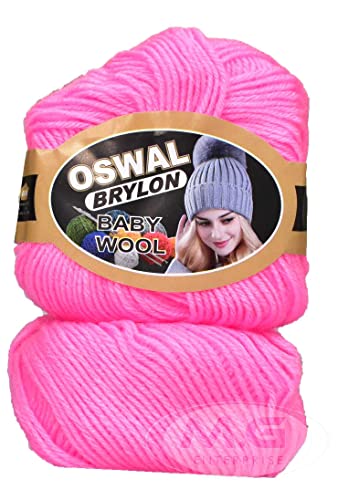 Image of OSWAL 100% Acrylic Wool Deep Pink 8 GMS Wool 4 ply Wool Ball Hand Knitting Wool /Art Craft Soft Fingering Crochet Hook Yarn- Art-AEBH
