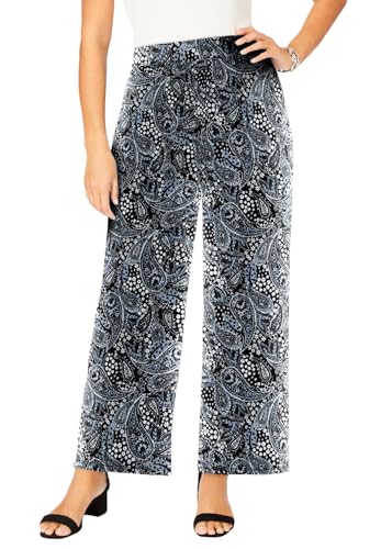 Jessica London Women's Plus Size Everyday Stretch Knit Wide Leg Pant