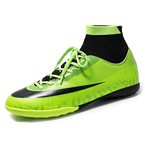 KANGLE Zapatos de fútbol de Tobillo Alto Unisex, Botines Botas de fútbol para Exteriores Césped para Interior Zapatos de fútbolFormación Deportiva Zapatillas Deportivas de fútbol Sala,Amarillo,39