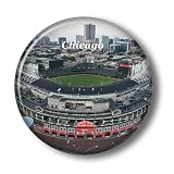 Illinois Chicago Wrigley Field Fridge Magnet Sticker 3D Crystal Glass Refrigerator Magnets Chicago City Travel Collectible Souvenir Gifts Fridge Decoration
