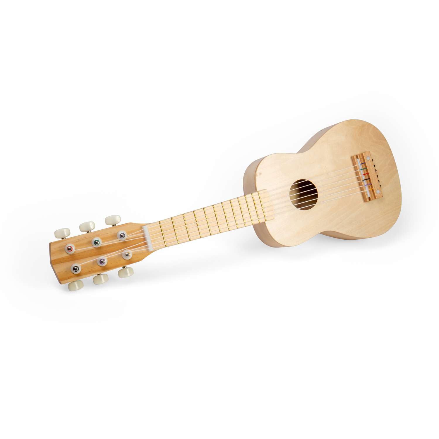 Bigjigs Gitara naturalna, drewniany instrument dla małych dzieci, zabawkowe instrumenty muzyczne, pierwsze gitary akustyczne dla dzieci, narzędzie do nauki muzyki dla początkujących, ze strunami