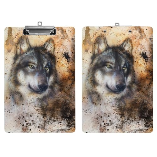 Porte document avec clip profil bas format A4 motif loup - 7