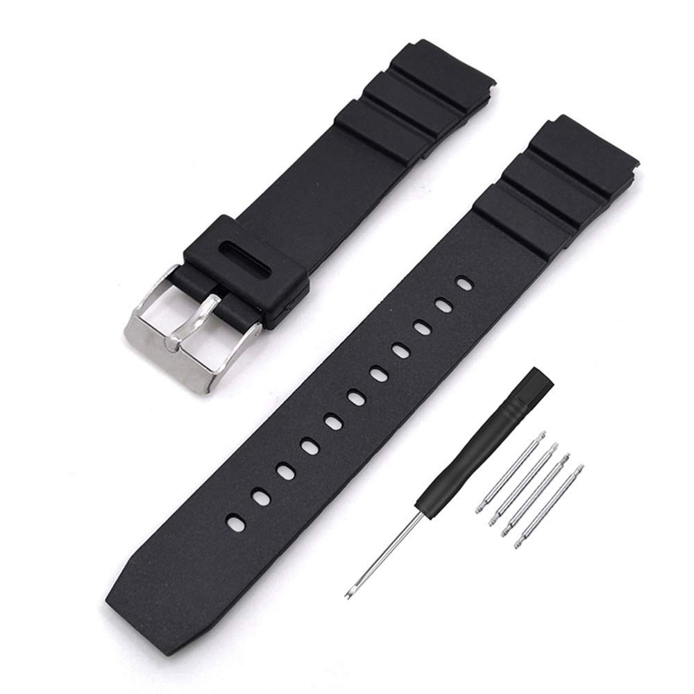 Yiran1672 Black Silicone Rubber Watch Band 18mm 20mm 22mm Divers Replacement Strap (18mm)