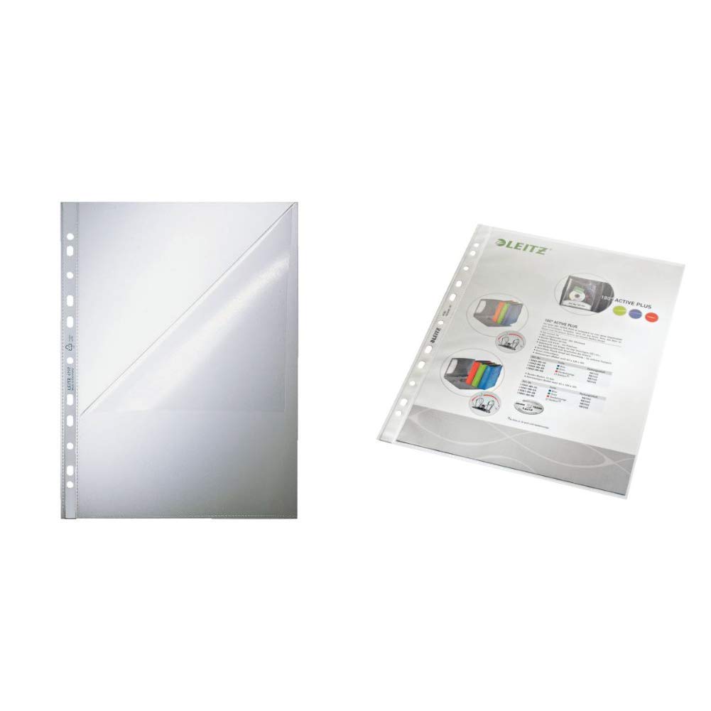 Leitz 47970000 Prospekthülle Standard, A4, PP, genarbt, dokumentenecht, farblos, 100er Packung & Prospekthülle A4, Farblos, Dokumentenechte PP-Folie genarbt, 0,085 mm, 100 er-Pack, 47900000