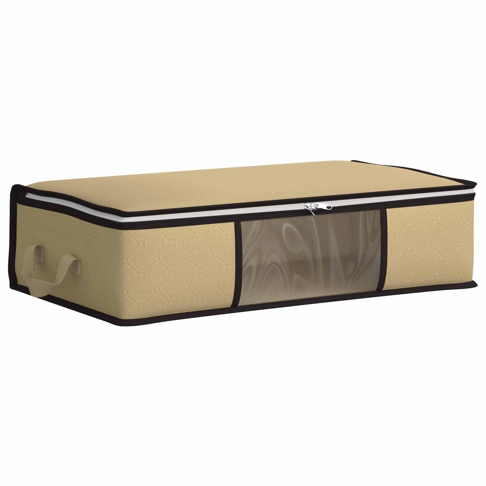 Boîte de rangement sous lit en tissu respirant couleur crème