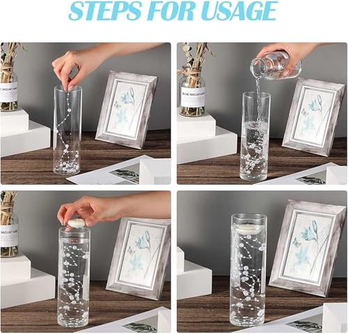 18 Stück Weiß Wasserperlen Schwimmkerzen Schwimmende Perlen Schwimmende1,2 M Kerzen Schwimmkerzen für Vase, aWasserflaschenfüller, Hochzeit,Tischdekoration（Keine Kerzen）