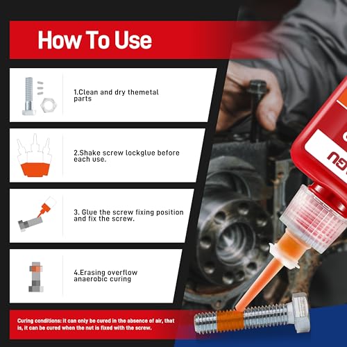 Image of 272 Orange High Temp High Strength Threadlocker - Resists 230C Heat & Harsh Chemicals - Permanent High-Strength Adhesive for Bolts & Nuts- Industrial Size - 3.38Oz /50ml 2 pc Avoid Frequent Restocking