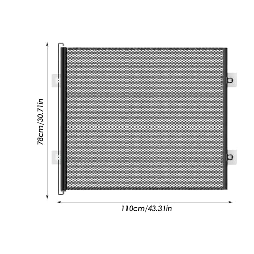 Protección infantil y puerta de gato textil con rejilla telescópica de salón 6