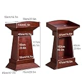 Wood Podium Stand, Wood Speaking Lectern Stand, Wooden Lectern with Storage and Wire Hole, Standing Pulpit for Church Office School Home