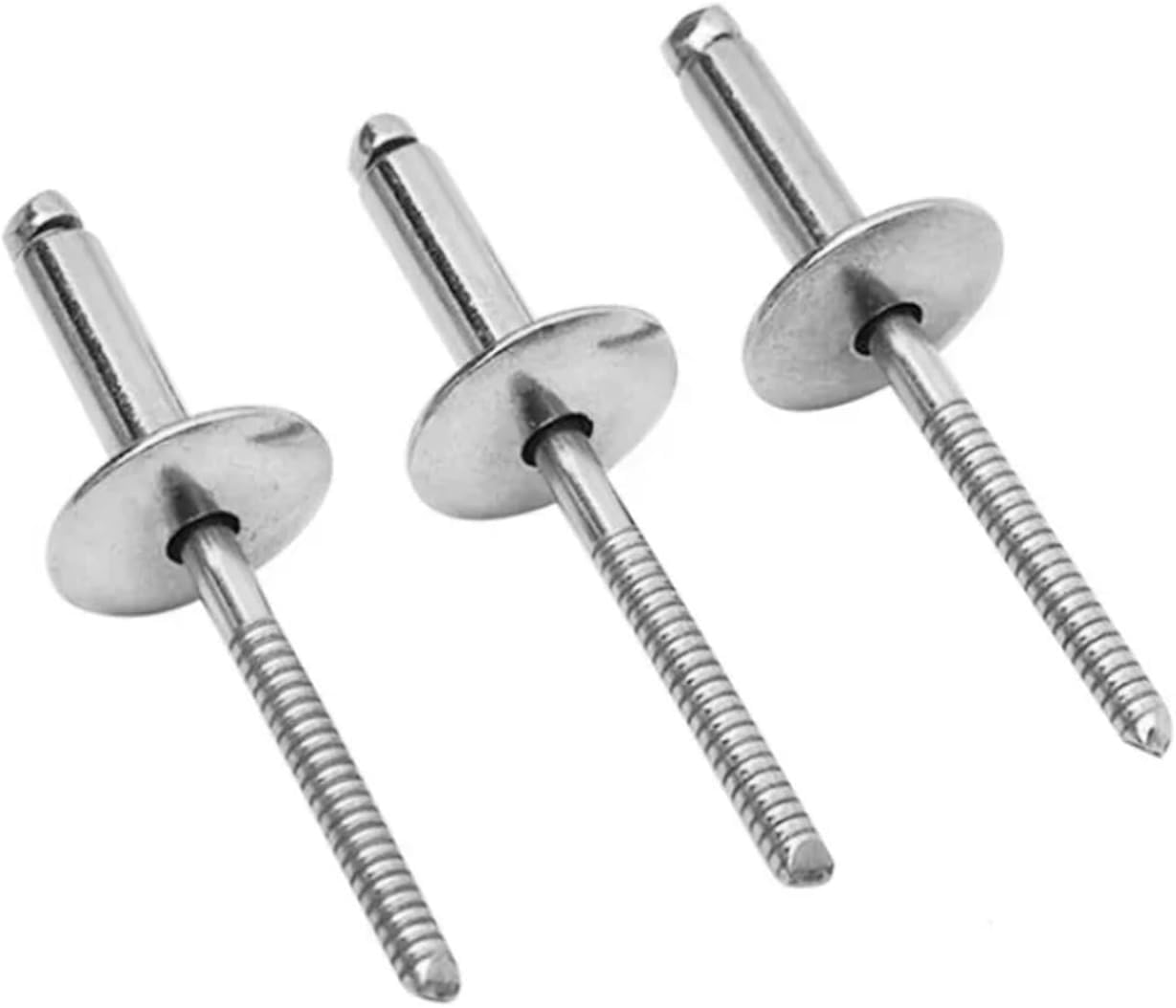 Remaches ciegos, remaches ciegos Cúpula de cabeza plana grande de acero inoxidable 304 M3.2 M4 M4.8(Silver 10mm,M3.2 20pcs)