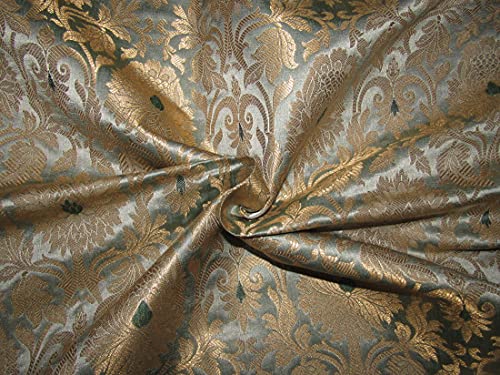 Tissu brocart de soie gris argenté doré métallisé 111cm BRO744B