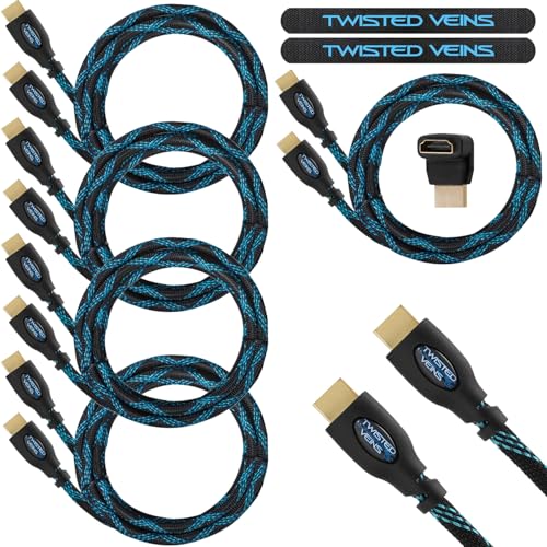 Image of 5-Pack of 6 ft HDMI Cables, Premium Braided Cord, High Speed with Ethernet, Supports HDMI 2.0b 4K 60hz HDR and ARC