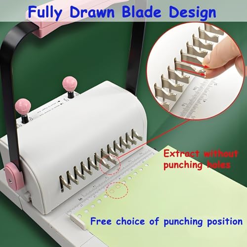 Rilegatrice con capacità di perforazione di 20 fogli, anello di pressione regolabile, base in gomma antiscivolo per notebook, carte e altro