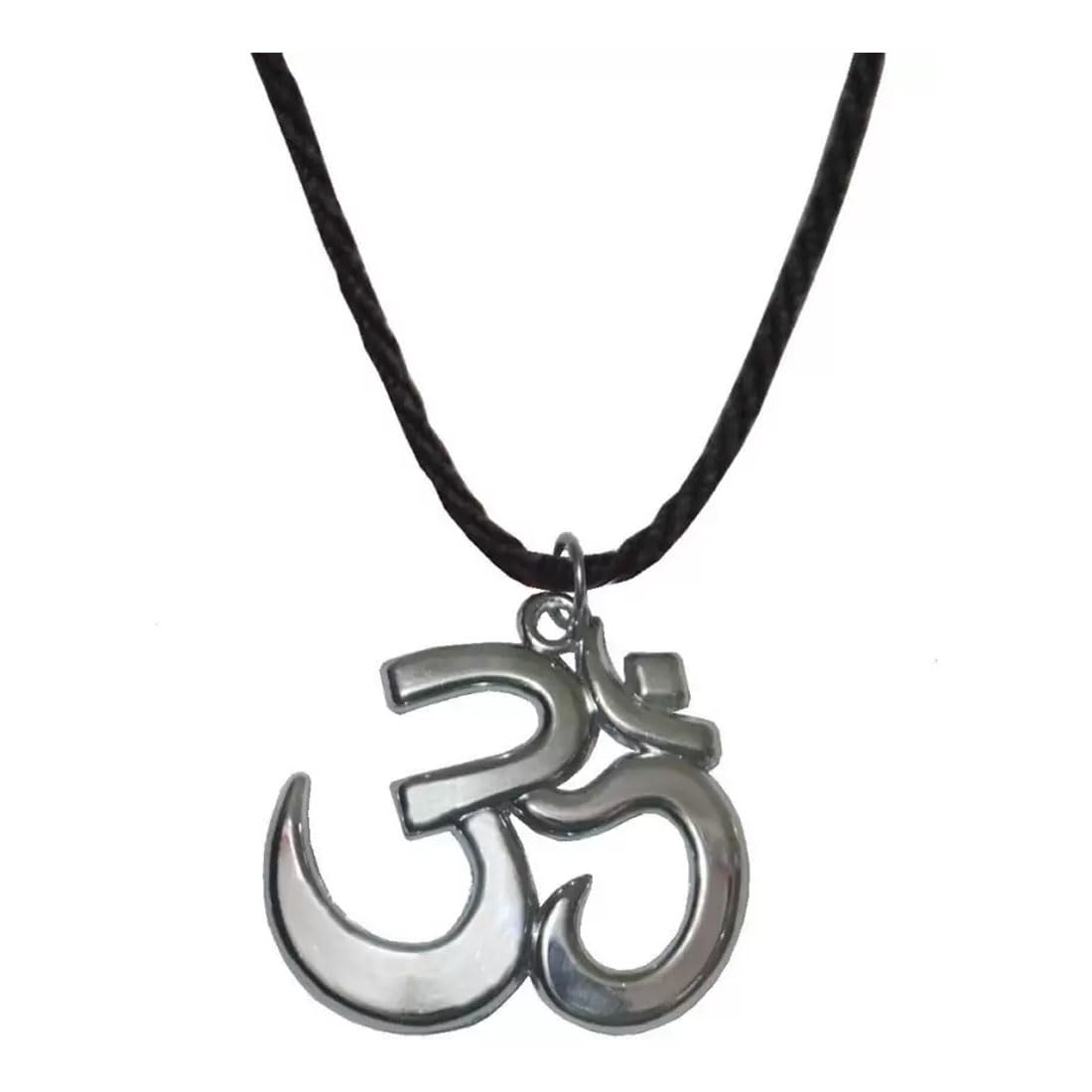 M Men StyleEleghant Large 3D Devotional OM AUM Silver Alloy Pendant Necklace Chain For Men And Women