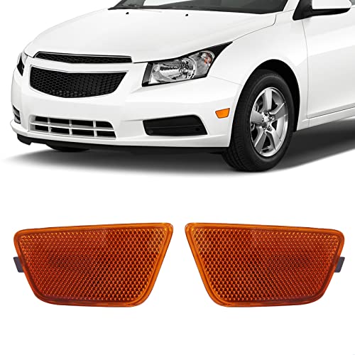KYYET Amber Lens Front Bumper Side Marker Light Reflector Assembly Compatible with Chevy Cruze 2011-2015 GM2550198 GM2551198