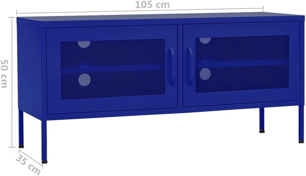 vidaXL TV Stand, TV Stand for Living Room, Sideboard with Storage, Entertainment Center Media Unit Cupboard, Industrial, Navy Blue Steel
