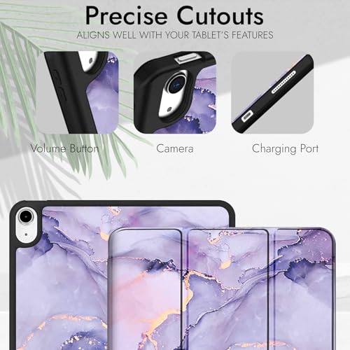 Image of Robustrion Case Cover for iPad Air 11 inch Cover M4 / M3 / M2 / iPad Air 5th Generation Cover /iPad Air 4th Generation with [Pencil Holder] for iPad Air 11 inch M4 M3 M2 /Air 4 5 10.9 inch - Marble Lilac